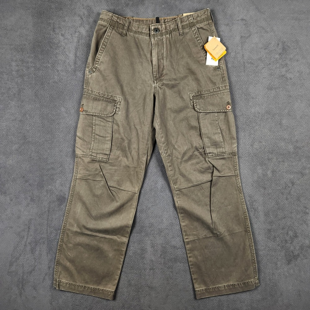 Timberland Cargo Pants Mens 30x30 Brown Cotton Twill Straight Leg‎ Utility NEW